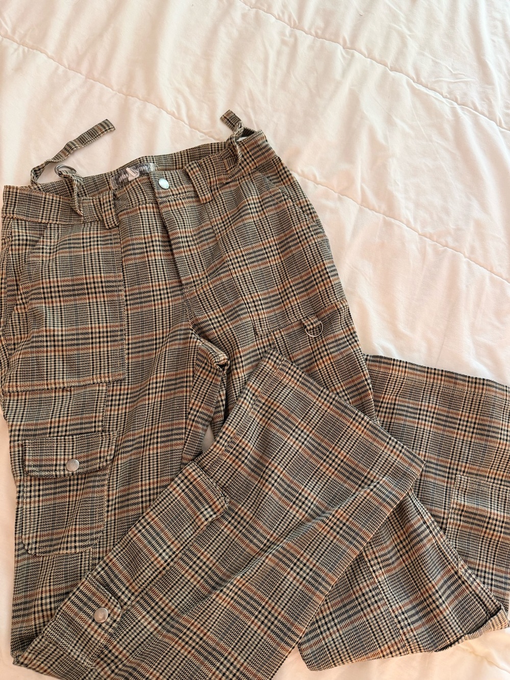 Urban Outfitters Plaid Cargo-Style Pants in Brown